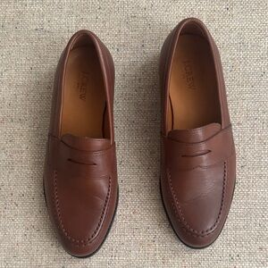 J. Crew Men's Rich Brown Leather Slip-Ons
